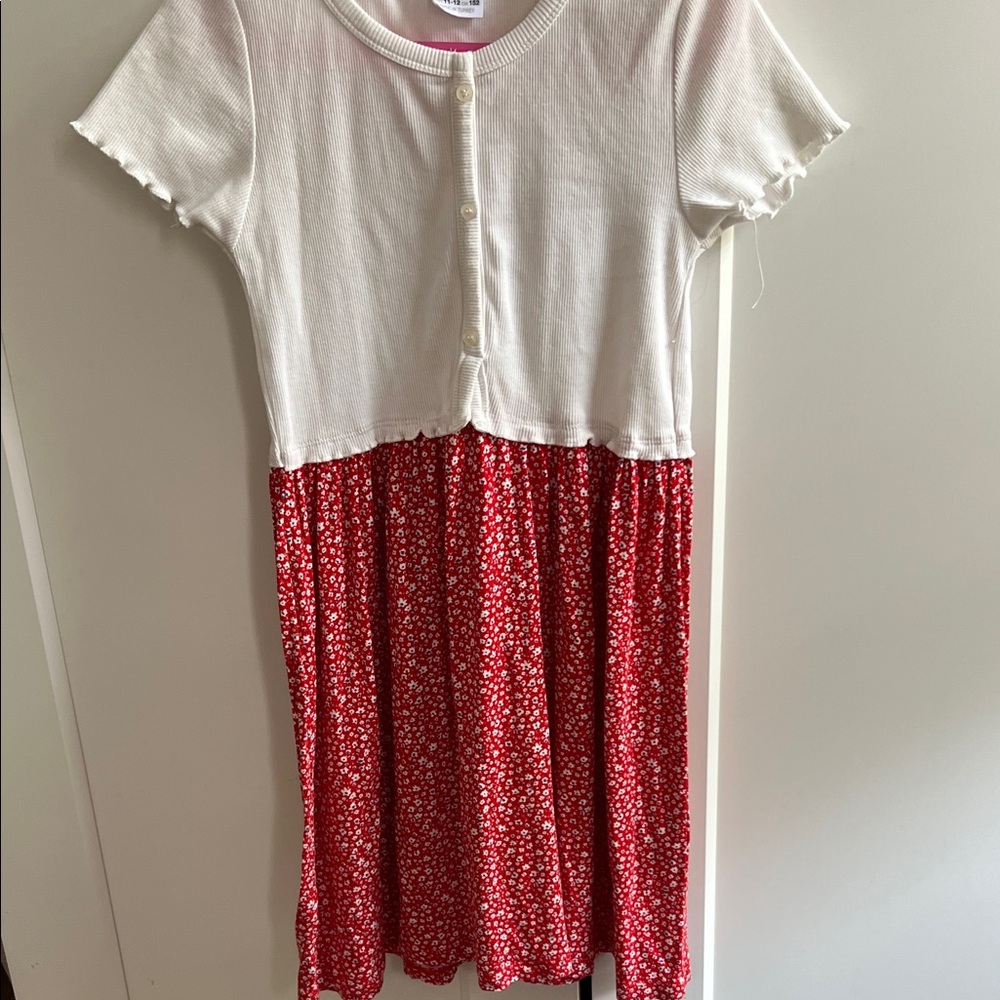 Charming Red and White Kids Dress